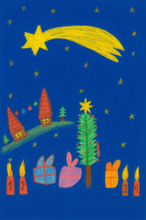 Weihnachtsgruß von Kindern der Einrichtung gemalt